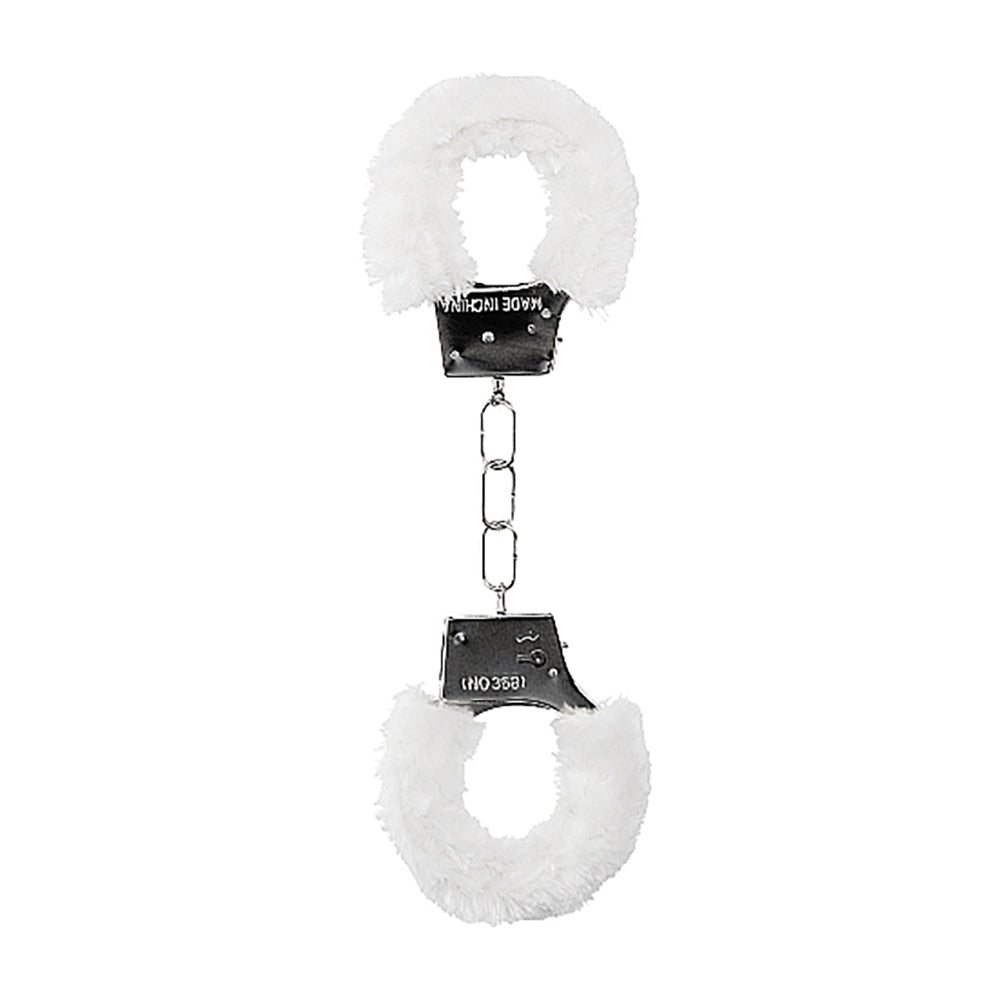 OUCH! BEGINNER''S FURRY HANDCUFFS WITH QUICK-RELEASE WHITE