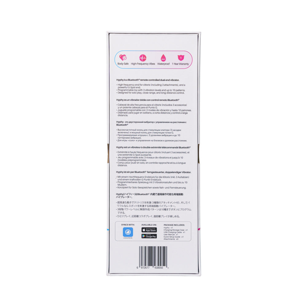 LOVENSE - HYPHY BLUETOOTH REMOTE-CONTROLLED DUAL-END VIBRATOR CLITORAL AND G-SPOT STIMULATOR