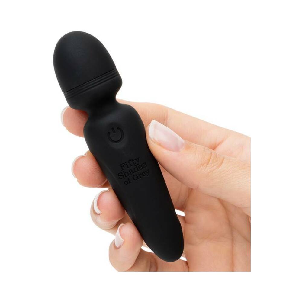 FIFTY SHADES OF GREY - SENSATION RECHARGEABLE SILICONE MINI WAND VIBRATOR BLACK
