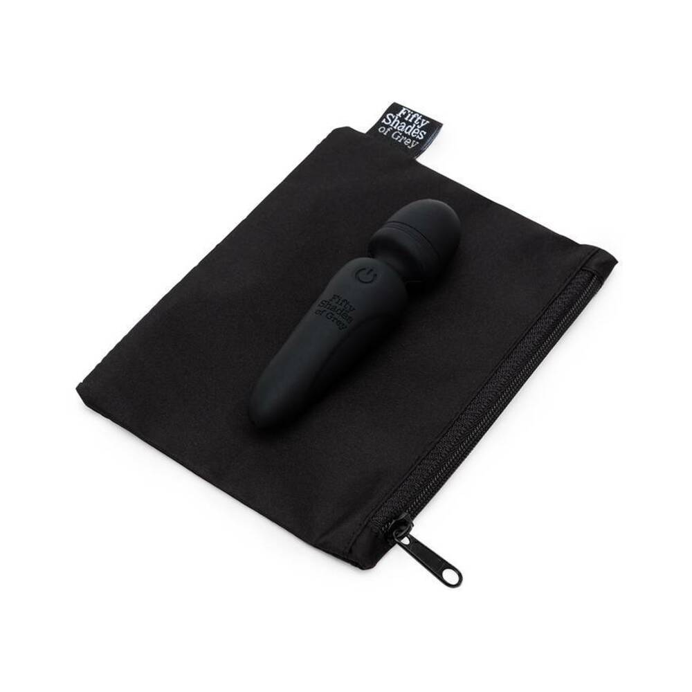 FIFTY SHADES OF GREY - SENSATION RECHARGEABLE SILICONE MINI WAND VIBRATOR BLACK