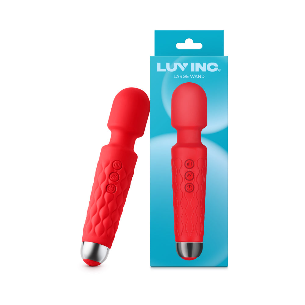 LUV INC. - LUV INC LW96 LARGE WAND RECHARGEABLE FLEXIBLE SILICONE VIBRATOR RED