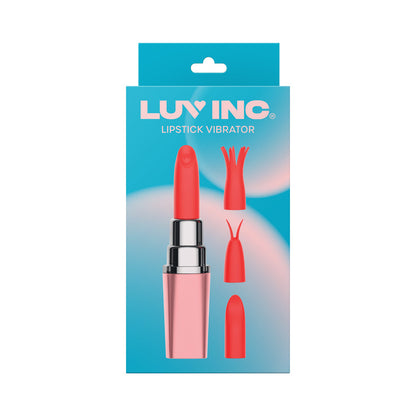 LUV INC. - LUV INC LV57 LIPSTICK VIBRATOR RECHARGEABLE SILICONE DISCREET BULLET WITH 3 ATTACHMENTS