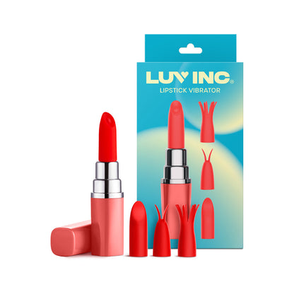 LUV INC. - LUV INC LV57 LIPSTICK VIBRATOR RECHARGEABLE SILICONE DISCREET BULLET WITH 3 ATTACHMENTS