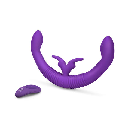 TOGETHER TOY - VIBRADOR DE CONEJO DE DOBLE PUNTA A CONTROL REMOTO PARA PAREJAS TOGETHER PÚRPURA