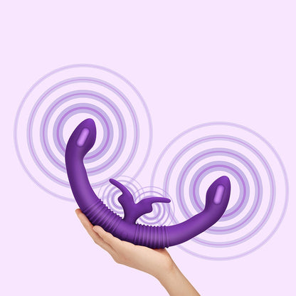 TOGETHER TOY - VIBRADOR DE CONEJO DE DOBLE PUNTA A CONTROL REMOTO PARA PAREJAS TOGETHER PÚRPURA