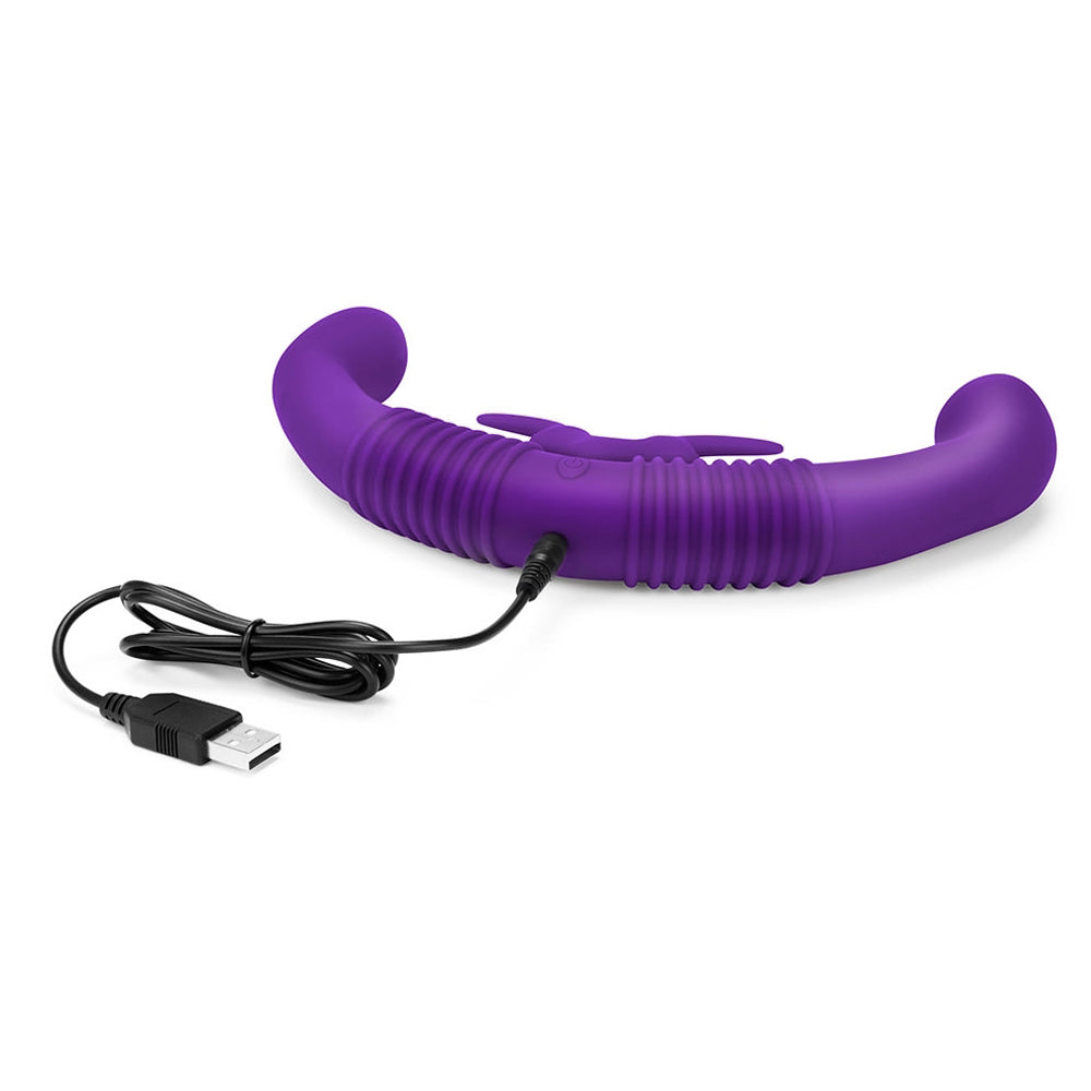 TOGETHER COUPLES TOY REMOTE-CONTROLLED DUAL ENDED RABBIT VIBRATOR PURPLE