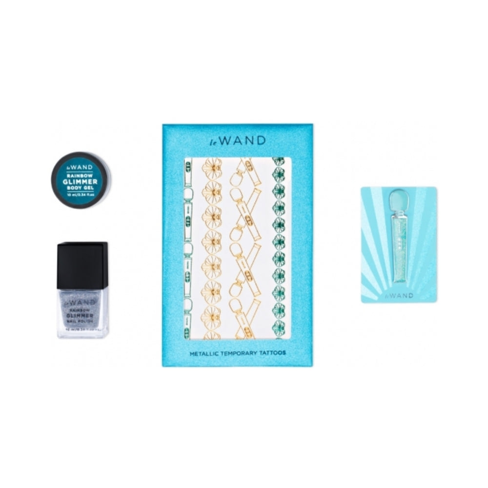LE WAND - ALL THAT GLIMMERS PETITE RECHARGEABLE VIBRATING MASSAGER SPECIAL EDITION SET LIGHT BLUE
