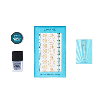 LE WAND - ALL THAT GLIMMERS PETITE RECHARGEABLE VIBRATING MASSAGER SPECIAL EDITION SET LIGHT BLUE