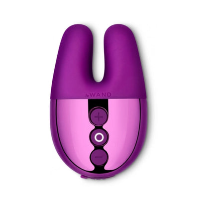 LE WAND CHROME DOUBLE VIBE RECHARGEABLE SILICONE MINI VIBRATOR DARK CHERRY