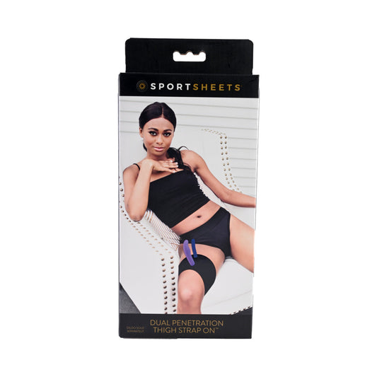 SPORTSHEETS DUAL PENETRATION THIGH STRAP-ON HARNESS BLACK
