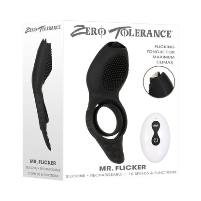ZERO TOLERANCE - MR. FLICKER REMOTE-CONTROLLED FLICKING TONGUE VIBRATING COCKRING BLACK