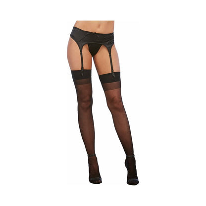 DREAMGIRL - SHEER THIGH HIGH STOCKINGS WITH PLAIN TOP AND BACK SEAM
