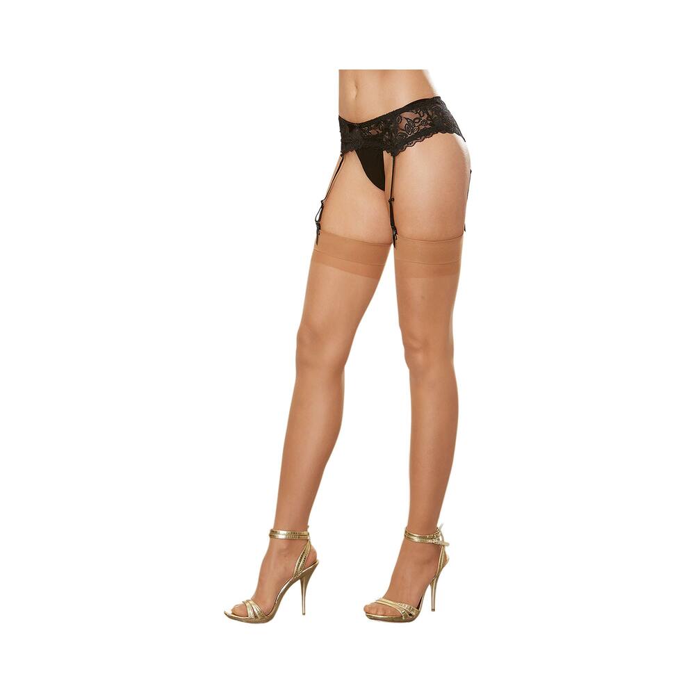DREAMGIRL - SHEER THIGH-HIGH STOCKINGS WITH PLAIN TOP AND BACK SEAM NUDE OS