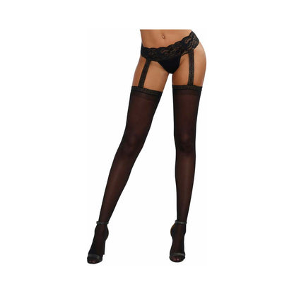 DREAMGIRL STRETCH LACE SUSPENDER GARTER BELT PANTYHOSE BLACK OS