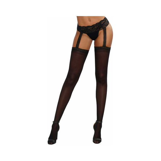 DREAMGIRL - STRETCH LACE SUSPENDER GARTER BELT PANTYHOSE BLACK OS