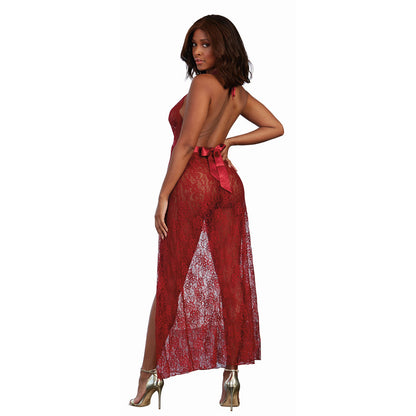 DREAMGIRL LACE GOWN & G-STRING GARNET LARGE HANGING
