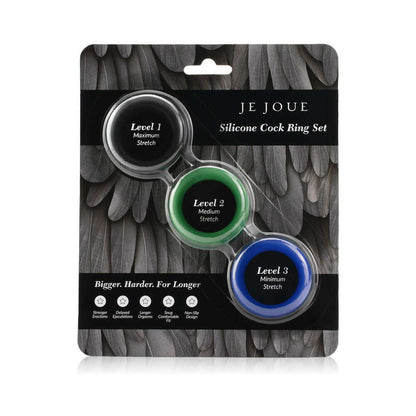 JE JOUE - SILICONE COCK RING 3-PIECE SET BLACK/GREEN/BLUE