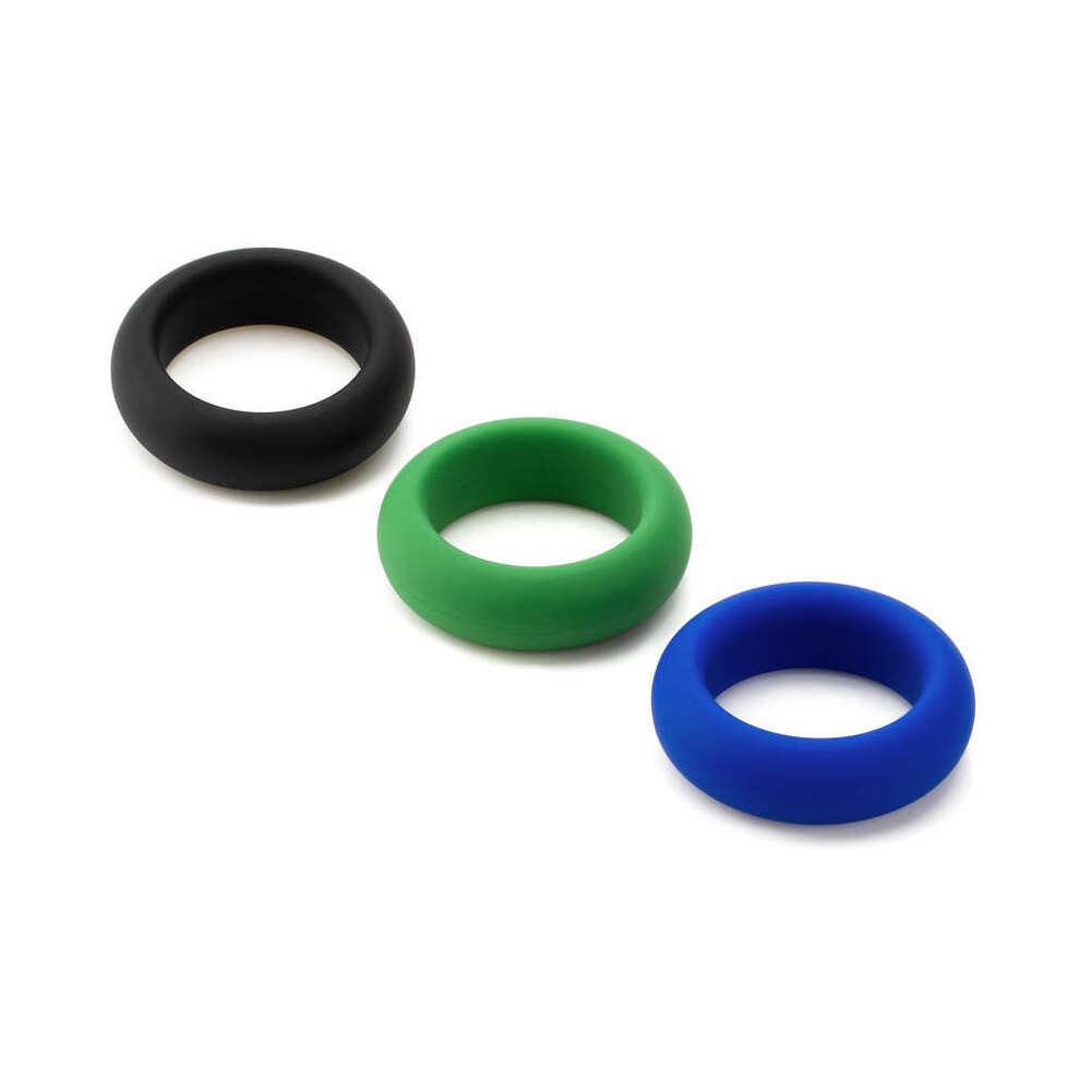 JE JOUE - SILICONE COCK RING 3-PIECE SET BLACK/GREEN/BLUE