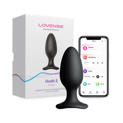 LOVENSE HUSH 2 BLUETOOTH REMOTE-CONTROLLED VIBRATING BUTT PLUG L 2.25 IN.
