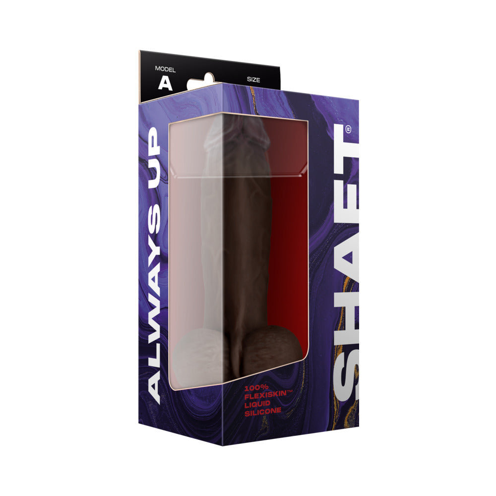 SHAFT - MODEL A: 8.5 IN. DUAL DENSITY SILICONE DILDO WITH BALLS MAHOGANY