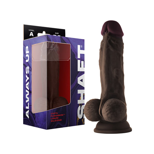 SHAFT - MODEL A: 7.5 IN. DUAL DENSITY SILICONE DILDO WITH BALLS MAHOGANY