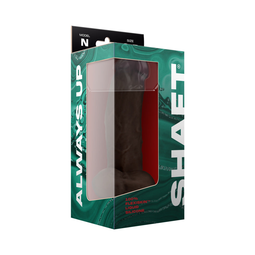 SHAFT MODEL N: 8.5 IN. DUAL DENSITY SILICONE DILDO WITH BALLS MAHOGANY