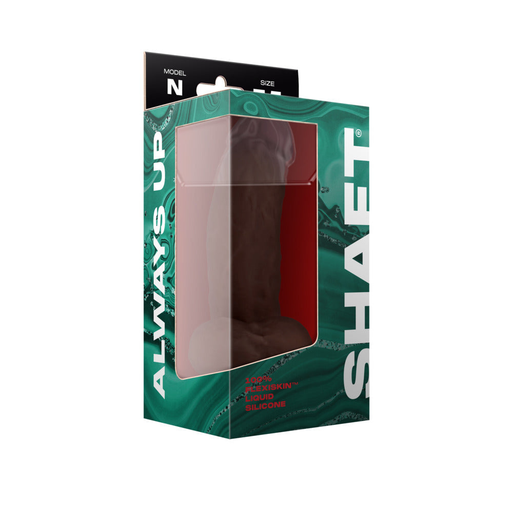 SHAFT MODEL N: 7.5 IN. DUAL DENSITY SILICONE DILDO WITH BALLS MAHOGANY