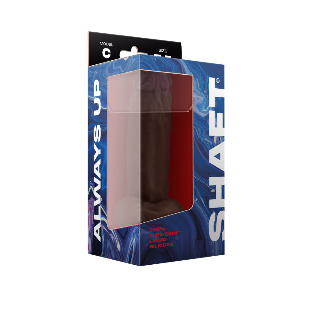 SHAFT - MODEL C: 7.5 IN. DUAL DENSITY SILICONE DILDO WITH BALLS MAHOGANY