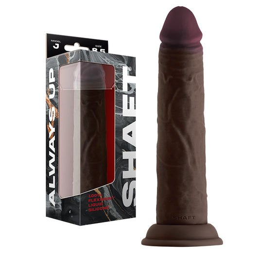 SHAFT MODEL J: 8.5 IN. DUAL DENSITY SILICONE DILDO MAHOGANY
