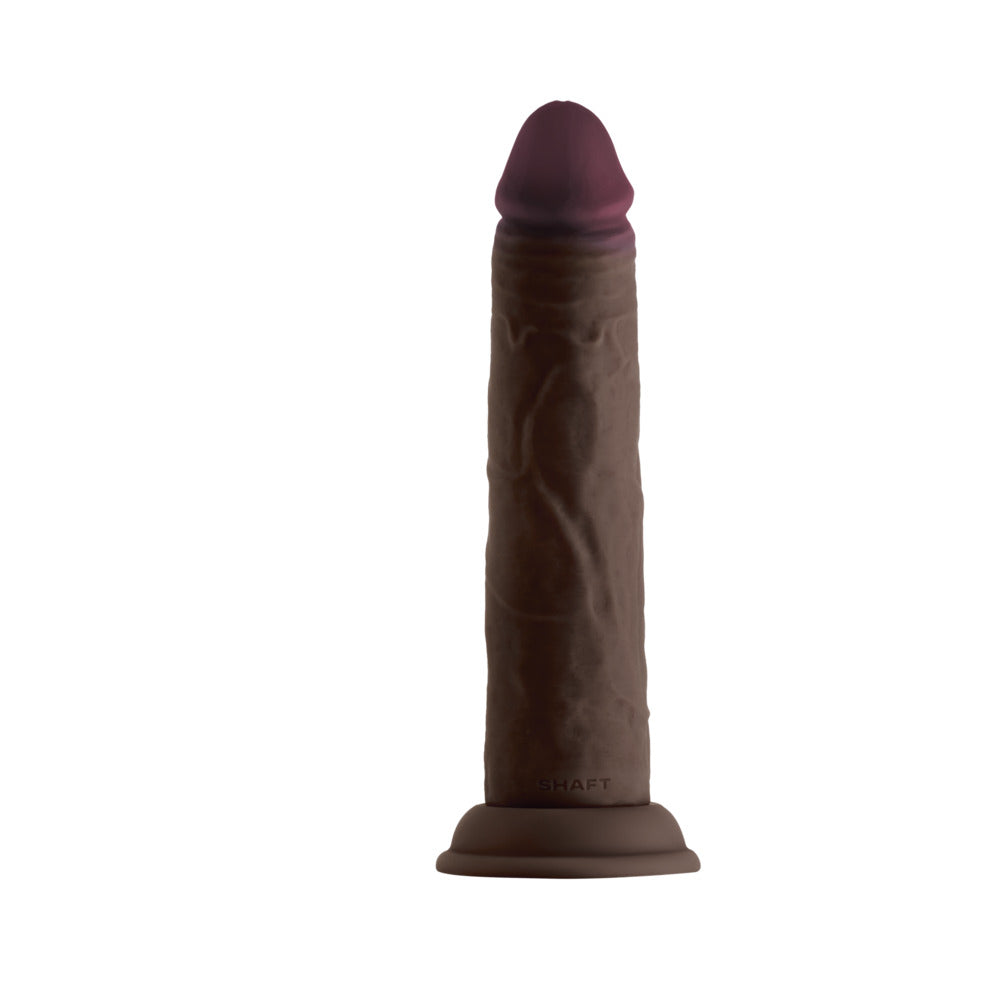SHAFT MODEL J: 8.5 IN. DUAL DENSITY SILICONE DILDO MAHOGANY