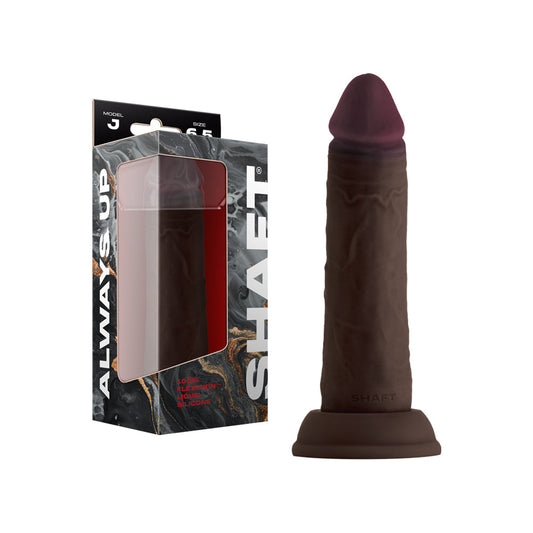 SHAFT MODEL J: 6.5 IN. DUAL DENSITY SILICONE DILDO MAHOGANY