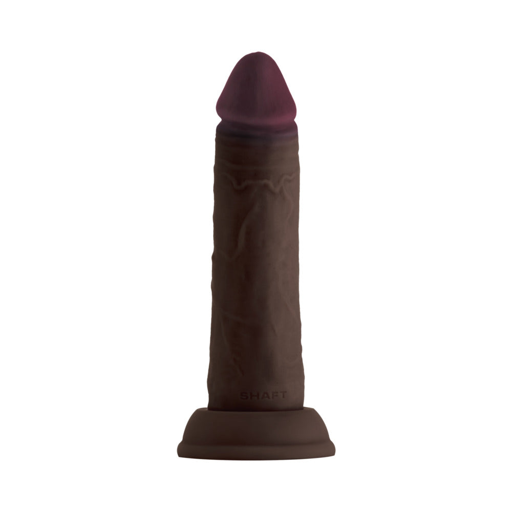 SHAFT MODEL J: 6.5 IN. DUAL DENSITY SILICONE DILDO MAHOGANY