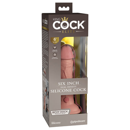 PIPEDREAM - KING COCK ELITE 6 IN. DUAL DENSITY SILICONE COCK REALISTIC DILDO WITH SUCTION CUP BEIGE