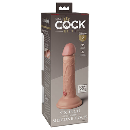 PIPEDREAM - KING COCK ELITE 6 IN. DUAL DENSITY SILICONE COCK REALISTIC DILDO WITH SUCTION CUP BEIGE