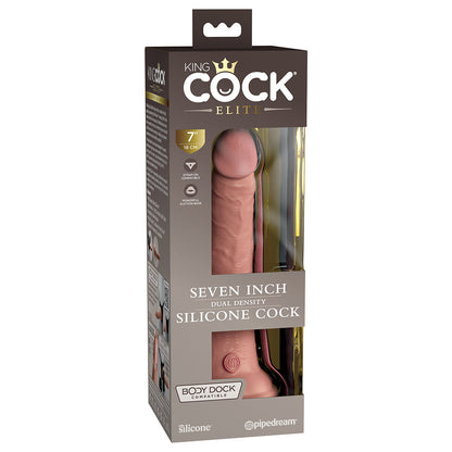 KING COCK ELITE 7 IN. DUAL DENSITY SILICONE COCK REALISTIC DILDO WITH SUCTION CUP BEIGE