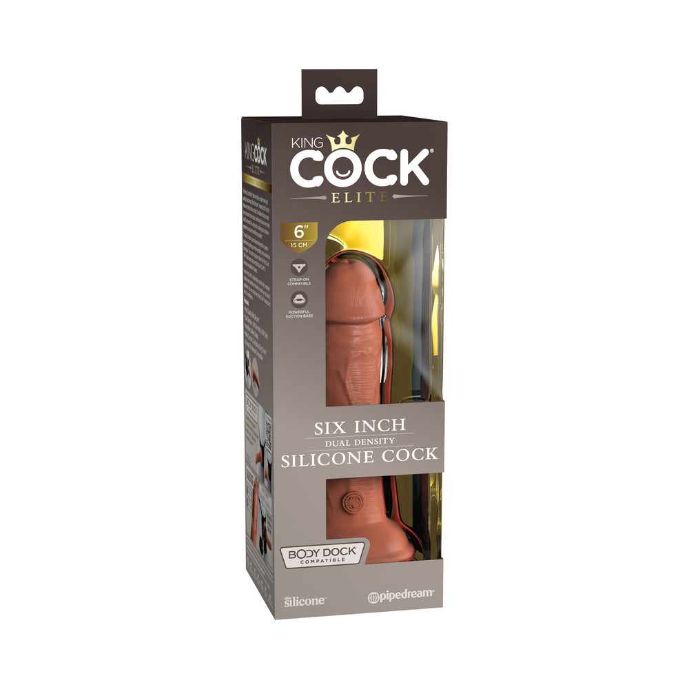 KING COCK ELITE 7 IN. DUAL DENSITY SILICONE COCK REALISTIC DILDO WITH SUCTION CUP TAN