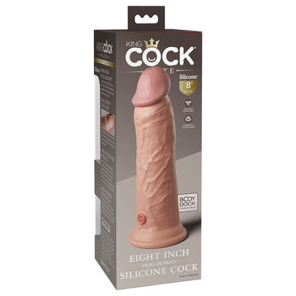PIPEDREAM - KING COCK ELITE 8 IN. DUAL DENSITY SILICONE COCK REALISTIC DILDO WITH SUCTION CUP BROWN