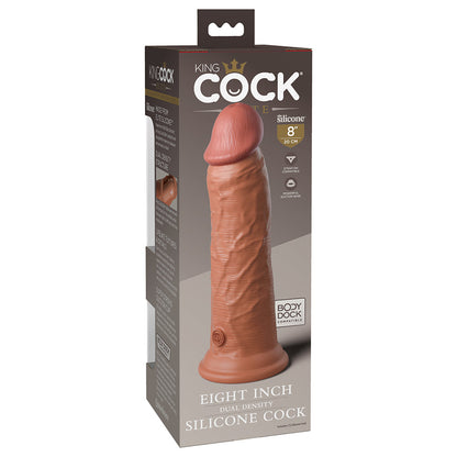 PIPEDREAM - KING COCK ELITE 8 IN. DUAL DENSITY SILICONE COCK REALISTIC DILDO WITH SUCTION CUP BROWN