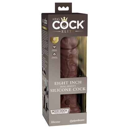 PIPEDREAM - KING COCK ELITE 8 IN. DUAL DENSITY SILICONE COCK REALISTIC DILDO WITH SUCTION CUP BROWN