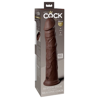 KING COCK ELITE 11 IN. DUAL DENSITY SILICONE COCK REALISTIC DILDO WITH SUCTION CUP BROWN