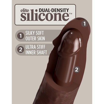 KING COCK ELITE 11 IN. DUAL DENSITY SILICONE COCK REALISTIC DILDO WITH SUCTION CUP BROWN