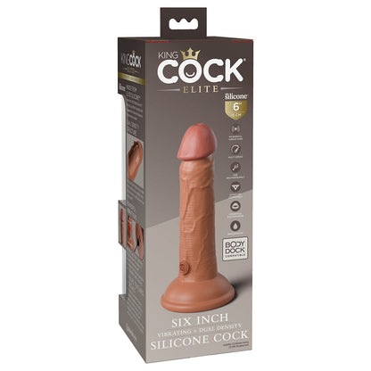 PIPEDREAM - KING COCK ELITE 6 IN. VIBRATING REALISTIC DILDO WITH SUCTION CUP TAN