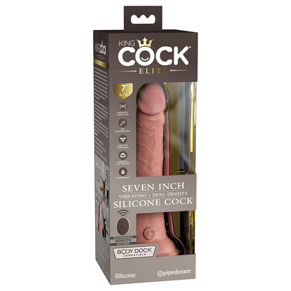 KING COCK ELITE 7 IN. VIBRATING REALISTIC DILDO WITH SUCTION CUP BEIGE