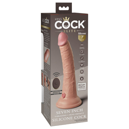 KING COCK ELITE 7 IN. VIBRATING REALISTIC DILDO WITH SUCTION CUP BEIGE