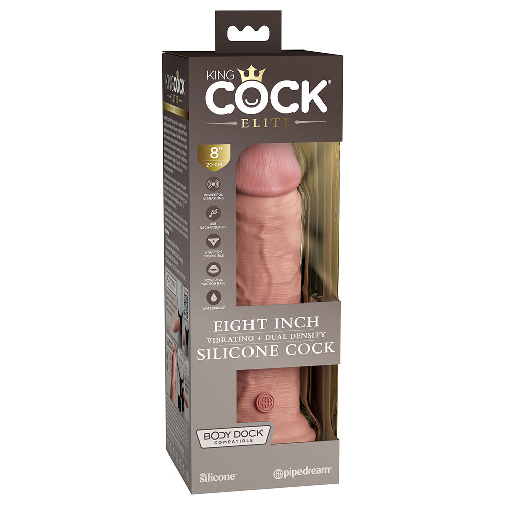 KING COCK ELITE 8 IN. VIBRATING REALISTIC DILDO WITH SUCTION CUP BEIGE
