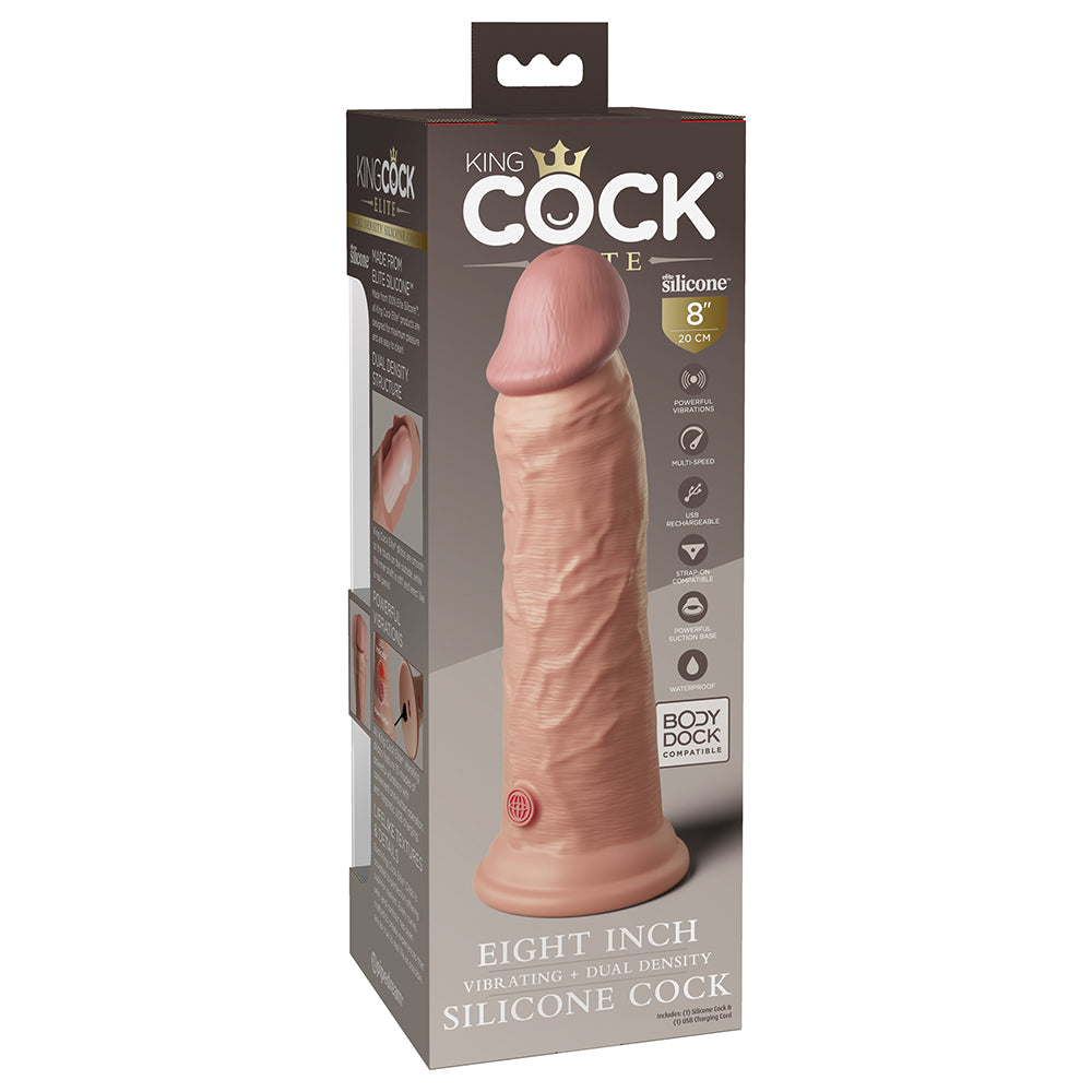 PIPEDREAM - KING COCK ELITE 8 IN. VIBRATING REALISTIC DILDO WITH SUCTION CUP BEIGE