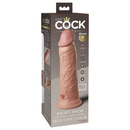 PIPEDREAM - KING COCK ELITE 8 IN. VIBRATING REALISTIC DILDO WITH SUCTION CUP BEIGE