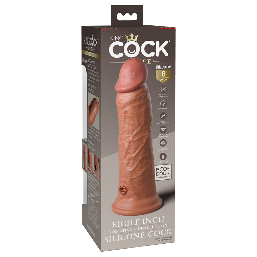 PIPEDREAM - KING COCK ELITE 8 IN. VIBRATING REALISTIC DILDO WITH SUCTION CUP BEIGE