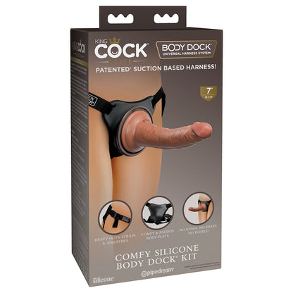 KING COCK ELITE COMFY SILICONE BODY DOCK KIT WITH DILDO TAN/BLACK