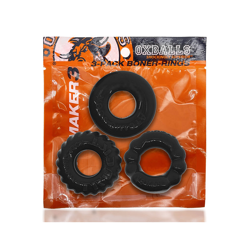 OXBALLS - BONEMAKER 3-PACK KIT DE ANILLOS PARA PENE BONER FLEXTPR NEGRO
